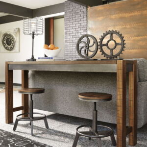 Torjin - 3 Pc. - Long Counter Table, 2 Stools - Dark Brown