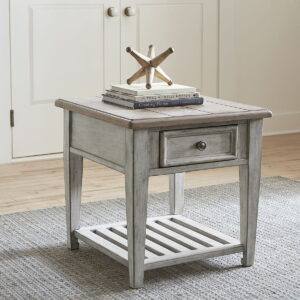 Heartland - Drawer End Table - Antique White / Tobacco Tops