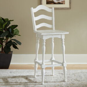 Magnolia Manor - Ladderback Swivel Bar Stool - Antique White