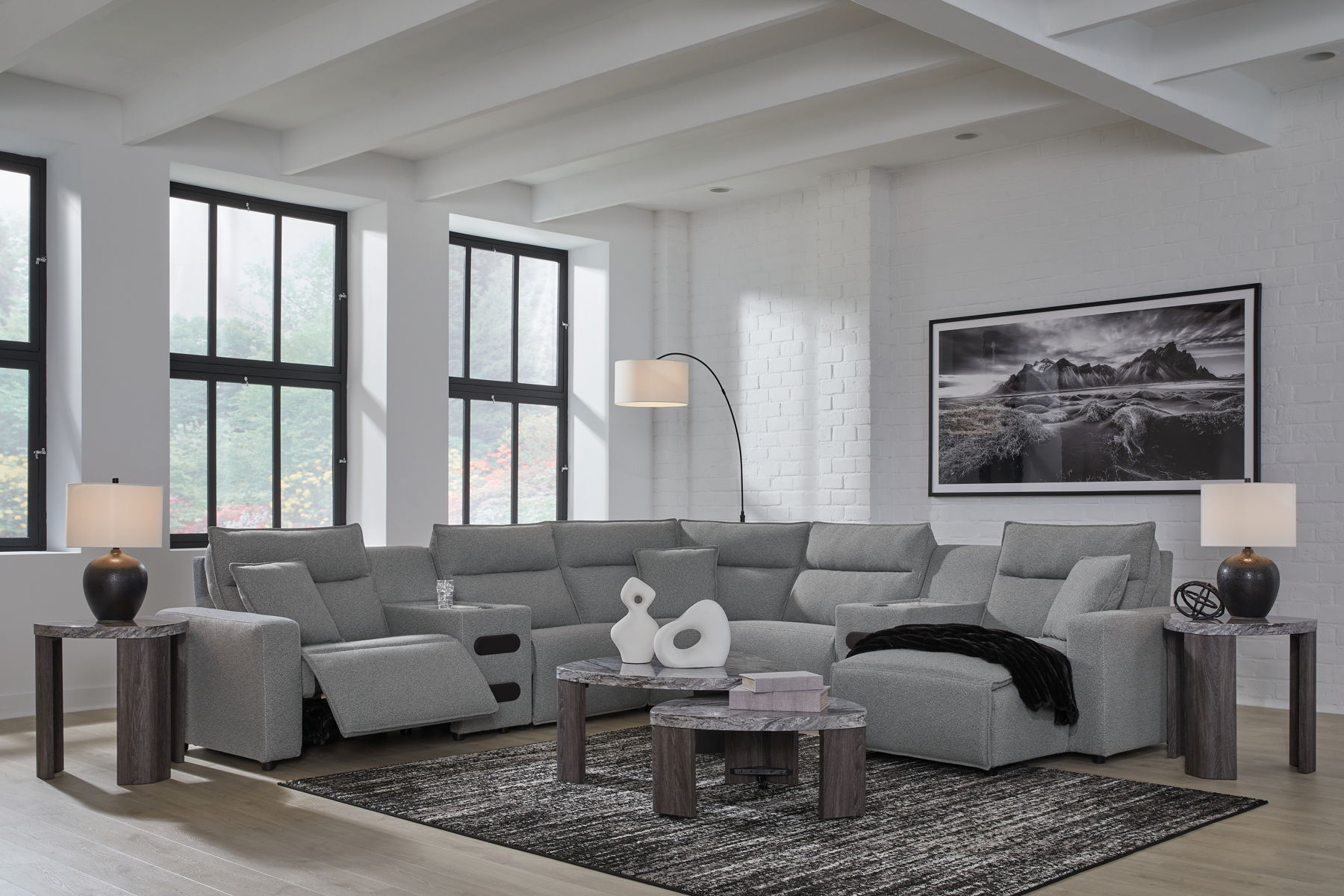 Modmax II - Reclining Sectional - Salt And Pepper - Image 35