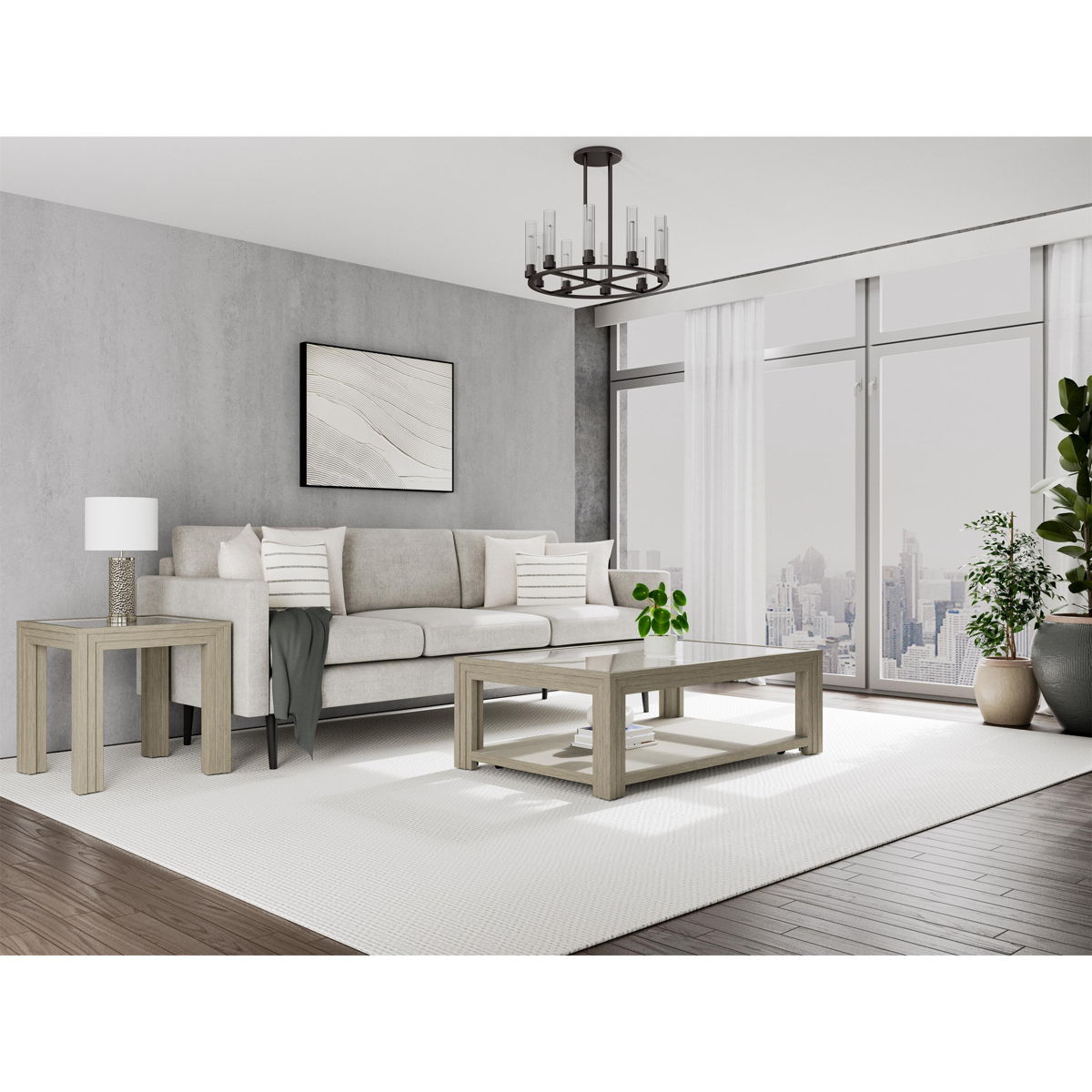 Wilde - Rectangular Glass Top Coffee Table - Light Brown - Image 6