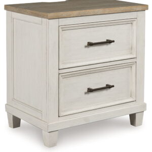 Shaybrock - Two Drawer Night Stand - Antique White / Brown