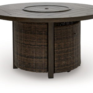 Monterey Point - Round Fire Pit Table - Dark Brown