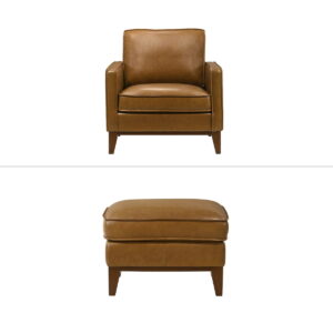 Caspar - Chair & Ottoman - Caramel