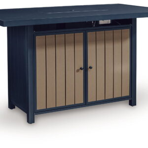East Beach - Rectangular Bar Table With Fire Pit - Blue