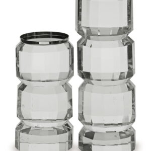 Brentley - Candle Holder Set (Set of 2) - Clear / Silver Finish