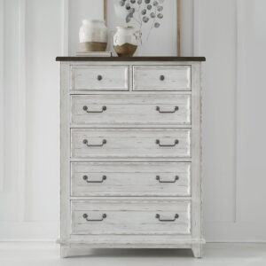 River Place - 6 Drawer Chest - Riverstone White & Tobacco