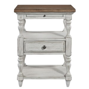 Farmhouse Reimagined - 1 Drawer Nightstand - Antique White / Chestnut Tops