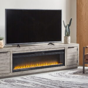 Naydell - 92" TV Stand with Wide Fireplace Insert - Gray