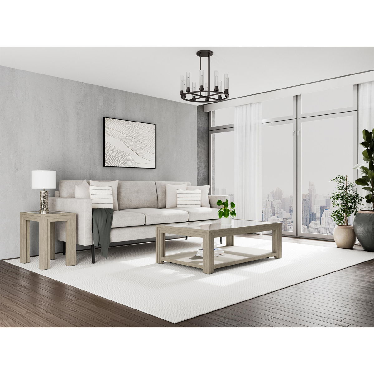 Wilde - Rectangular Glass Top Coffee Table - Light Brown - Image 4