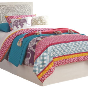 Paxberry - Twin Panel Headboard with Bolt on Bed Frame - Whitewash