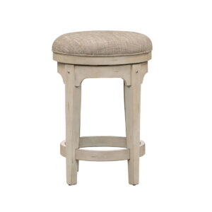 Morgan Creek - Console Swivel Stool - Antique White / Wirebrushed Tobacco Accents