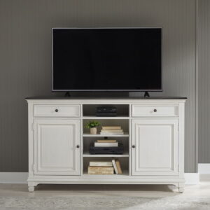 Allyson Park - 68" Highboy TV Console - Wirebrushed White / Charcoal