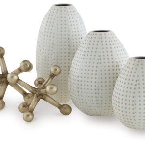 Azerton - Accessory Set (Set of 5) - White / Gold Finish