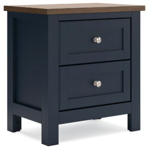 Landocken - Two Drawer Night Stand - Brown / Blue