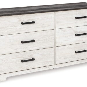 Shawburn - Six Drawer Dresser - Pewter-tone pulls - White / Black / Gray