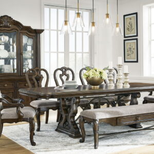 Maylee - 11 Pc. - Dining Extension Table, 4 Side Chairs, 2 Arm Chairs, Storage Bench, Buffet And Hutch - Dark Brown
