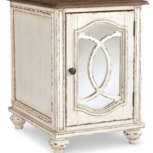Realyn - Chair Side End Table - Insert Mirror - White / Brown