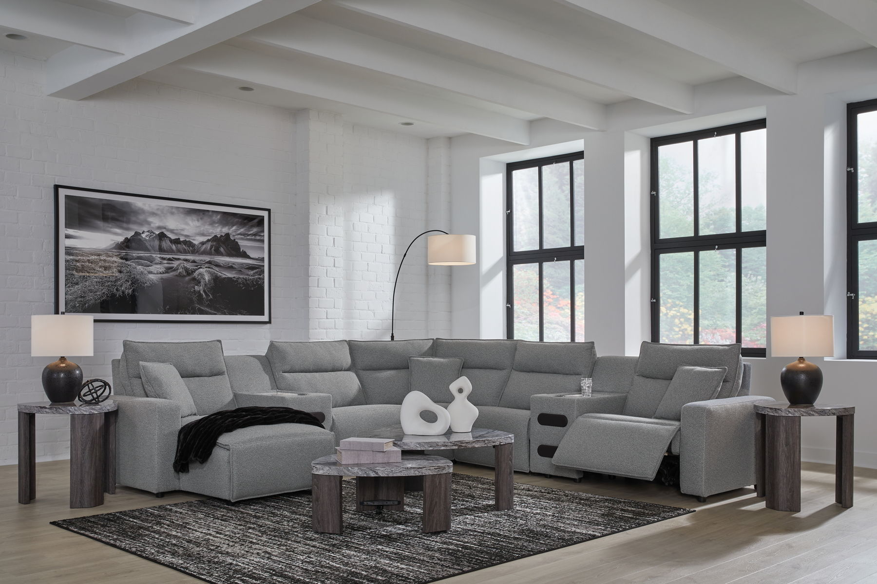 Modmax II - Reclining Sectional - Salt And Pepper - Image 15