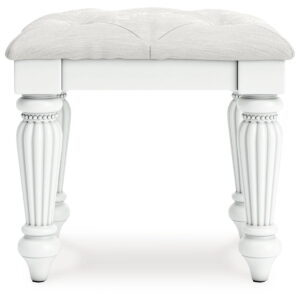 Kozlani - Vanity Upholstered Stool - White