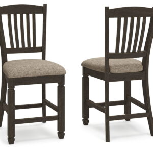 Tyler Creek - Upholstered Barstool (Set of 2) - Black / Grayish Brown