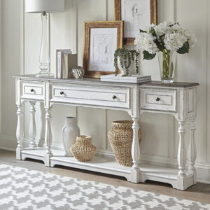 Magnolia Manor - 3 Drawer Hall Console Table - Antique White
