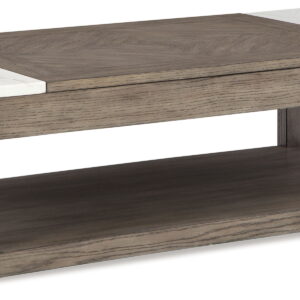 Loyaska - Lift Top Cocktail Table - Grayish Brown / White
