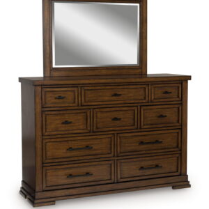 Taffenbrook - Dresser And Mirror - Medium Brown