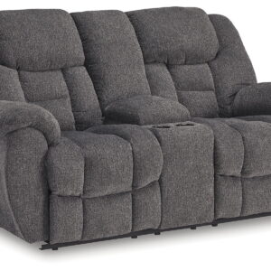 Foreside - Dbl Reclining Loveseat with Console - Charcoal