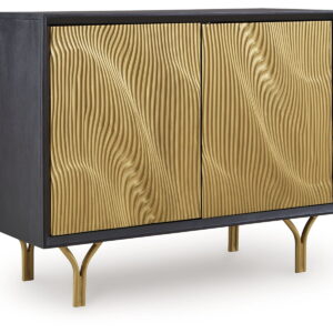 Tayner - Accent Cabinet - Black / Gold Finish