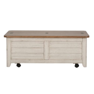 Farmhouse Reimagined - Storage Trunk - Antique White / Chestnut Tops