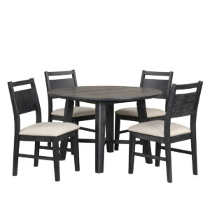 Sable Crest - 5 Piece Set (Round Dining Table & 4 Chairs) - Black