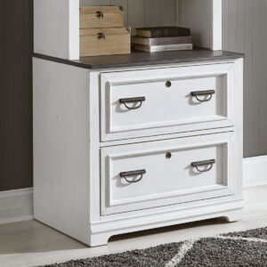 Allyson Park - Bunching Lateral File Cabinet - Wirebrushed White / Charcoal