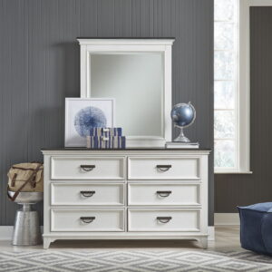 Allyson Park - Dresser & Mirror (6 Drawer Dresser) - Wirebrushed White / Charcoal