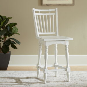 Magnolia Manor - Spindle Back Swivel Counter Height Chair - Antique White