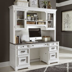 Allyson Park - Credenza & Hutch - Wirebrushed White / Charcoal