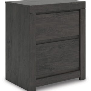 Fraluna - Two Drawer Night Stand - Charcoal