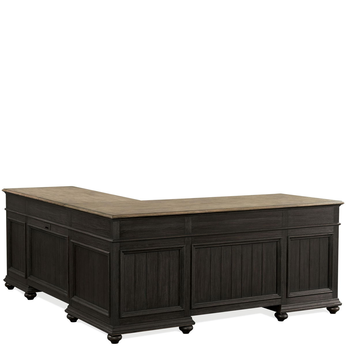 Regency - L-Desk and Return - Antique Oak / Matte Black - Image 2