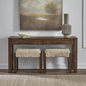 Broadmore - 3 Piece Table Set (1 Console Table 2 Console Stools) - Cobblestone Brown