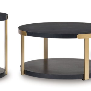 Shylore - Occasional Table Set (Set of 3) - Black / Brass Finish