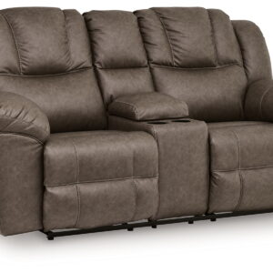 Lowilla - Double Reclining Loveseat With Console - Driftwood