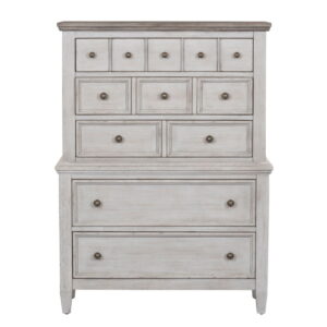 Heartland - 5 Drawer Chest - Antique White / Tobacco Tops