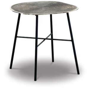 Laverford - Round End Table - Chrome / Black