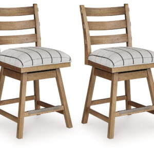 Ridgester - Upholstered Swivel Barstool (Set of 2) - Light Brown