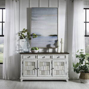 River Place - Accent Server - Riverstone White & Tobacco