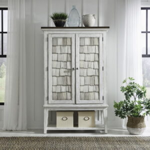 River Place - Bar Cabinet - Riverstone White & Tobacco