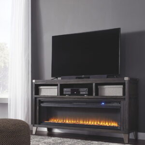 Todoe - 2 Pc. - 65" TV Stand with Wide Fireplace Insert - Gray