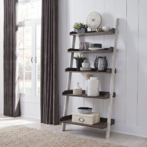 Farmhouse - Leaning Bookcase - Two Tone White / Wood Tone