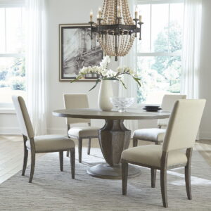 Westfield - 5 Piece Pedestal Table Set (Upholstered Side Chairs) - Havana Brown