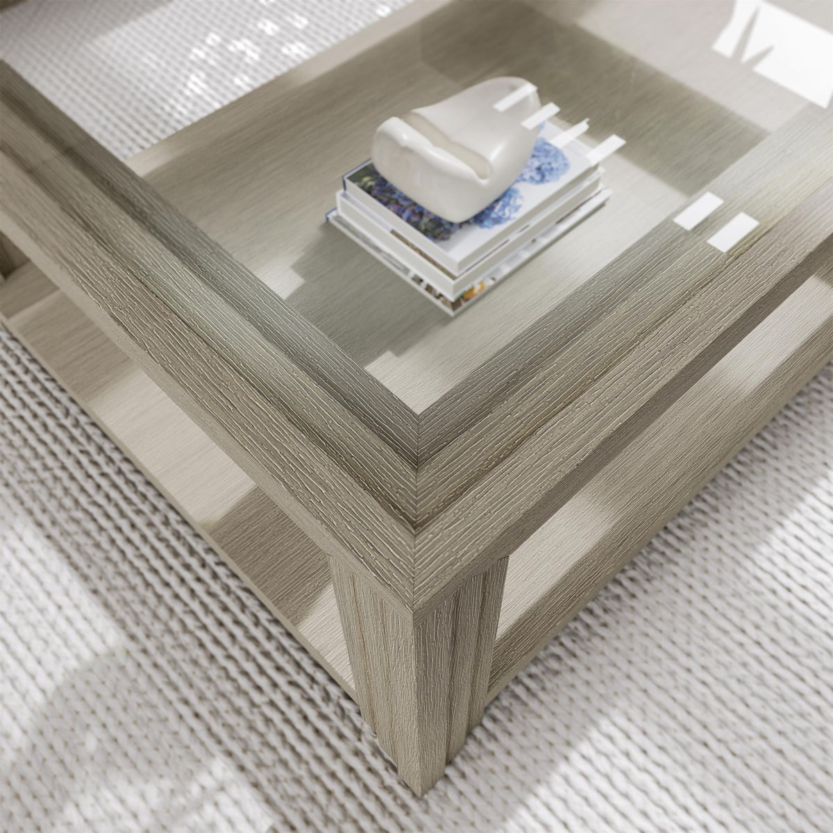 Wilde - Rectangular Glass Top Coffee Table - Light Brown - Image 3
